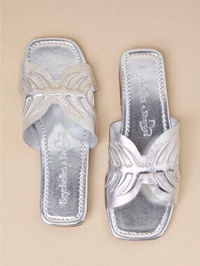 Seychelles Metallic Silver Cutout Slide Sandals